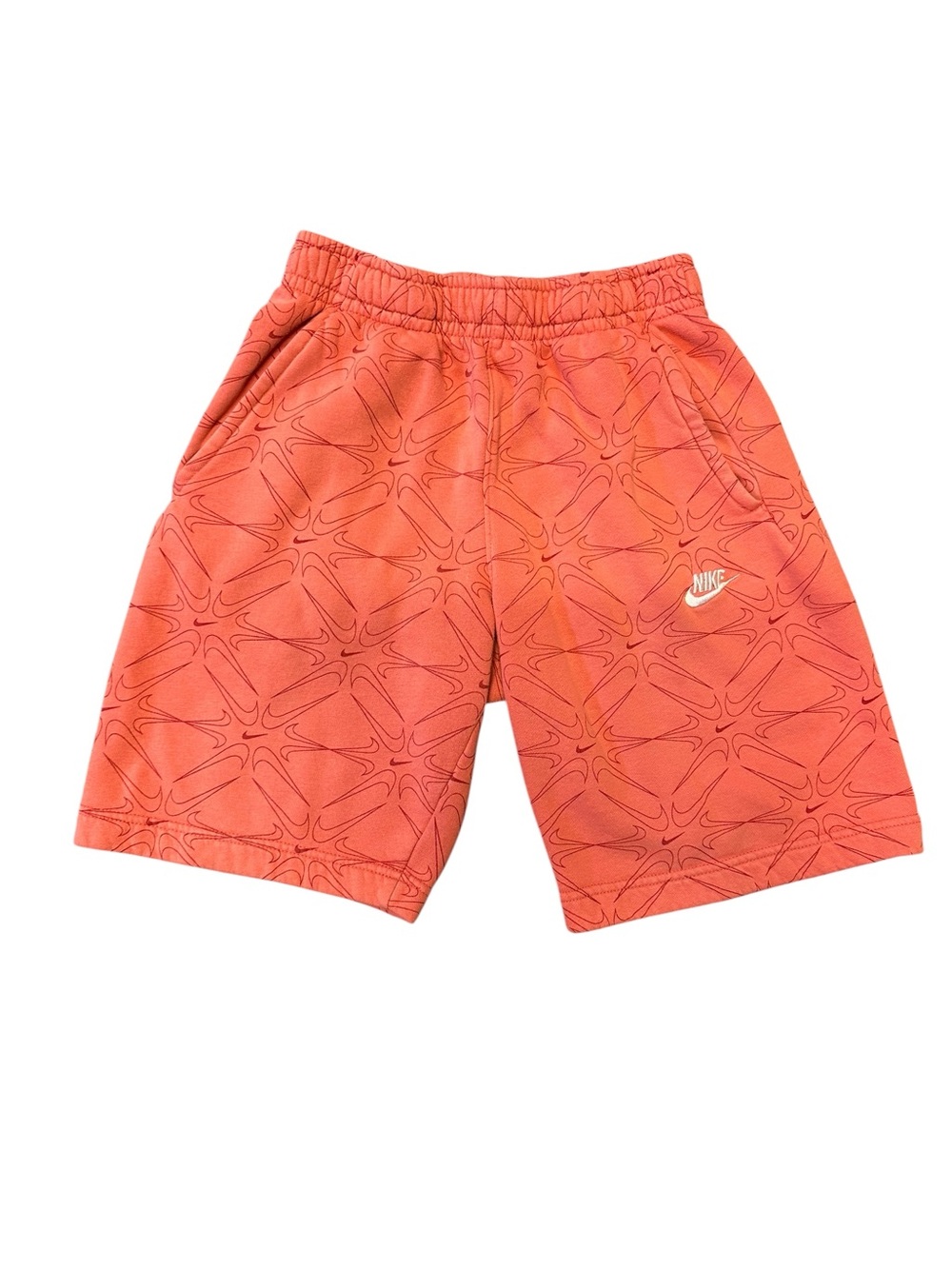 Nike All Over Swoosh Fleece Shorts Coral Orange Men’s Small